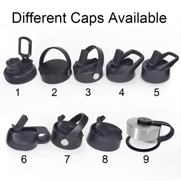 Different caps for water bottles