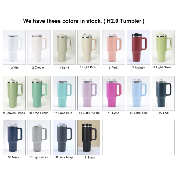 Different colors of 40oz tumbler